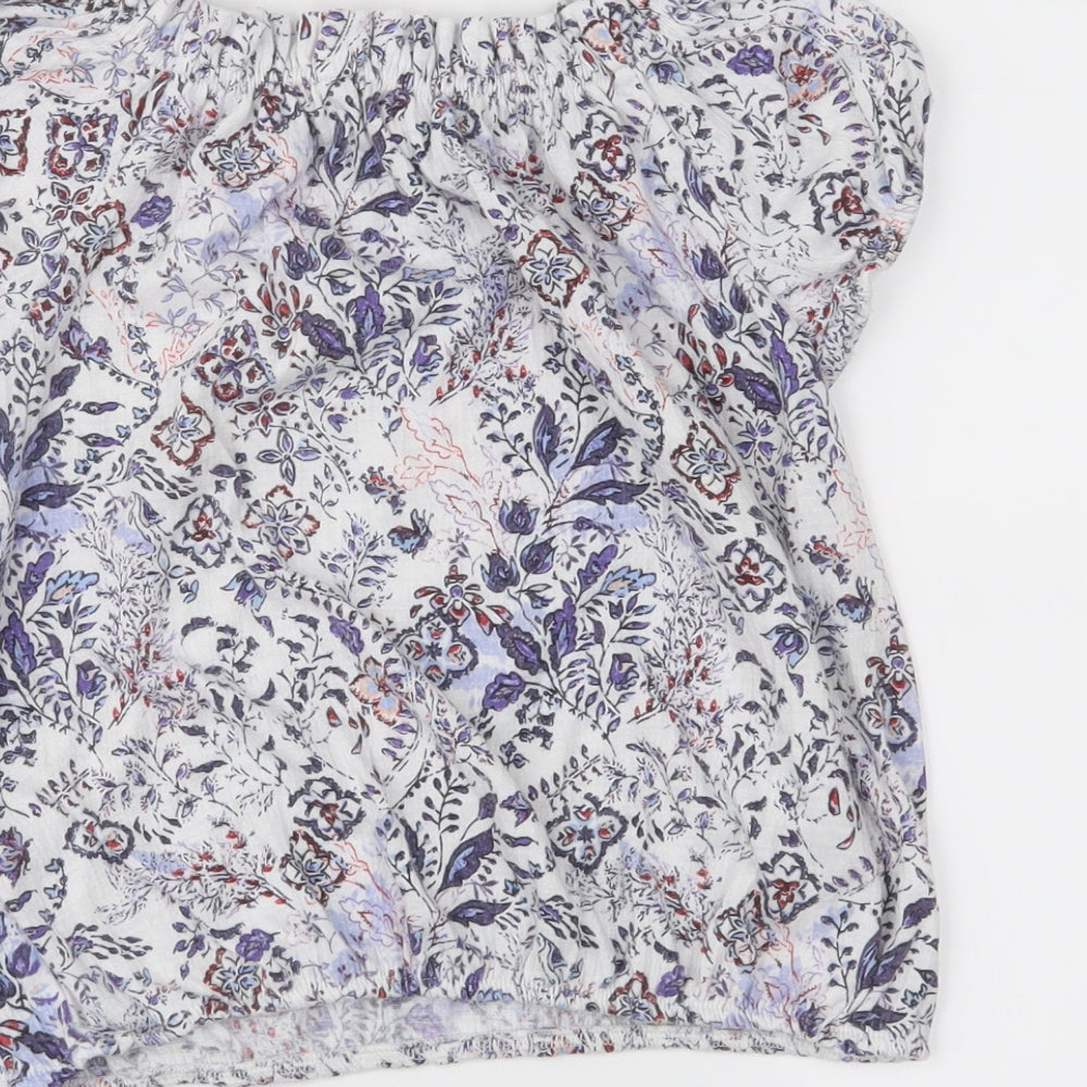 NEXT Girls White Floral  Basic Blouse Size 6 Years