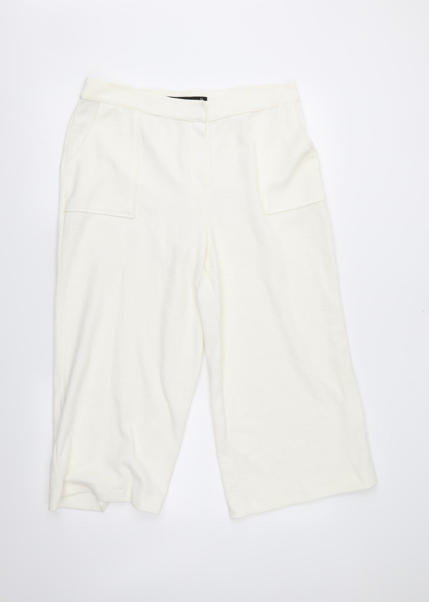NEXT Womens Ivory   Cropped Trousers Size 12 L22 in