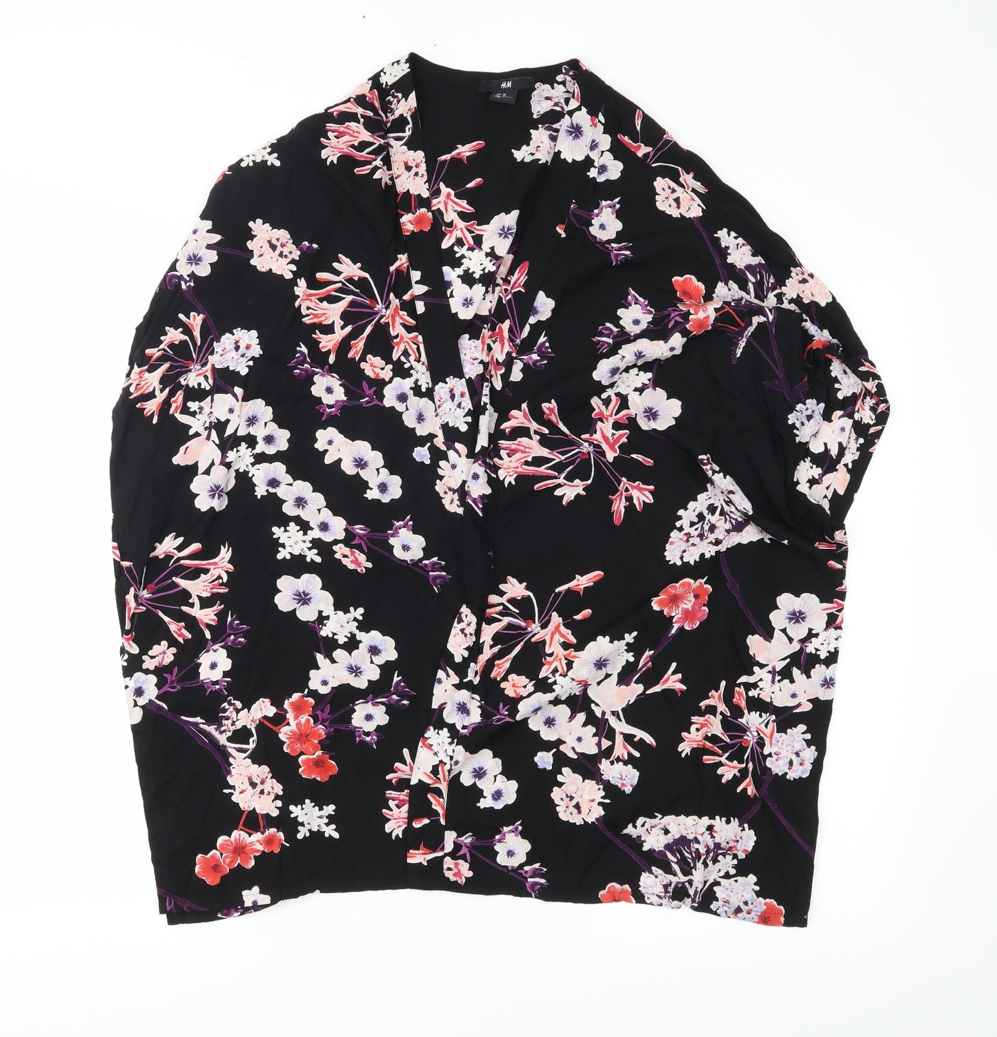 H&M Womens Black Floral  Kimono Blouse Size XS