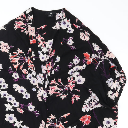 H&M Womens Black Floral  Kimono Blouse Size XS