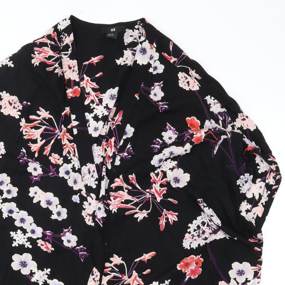 H&M Womens Black Floral  Kimono Blouse Size XS