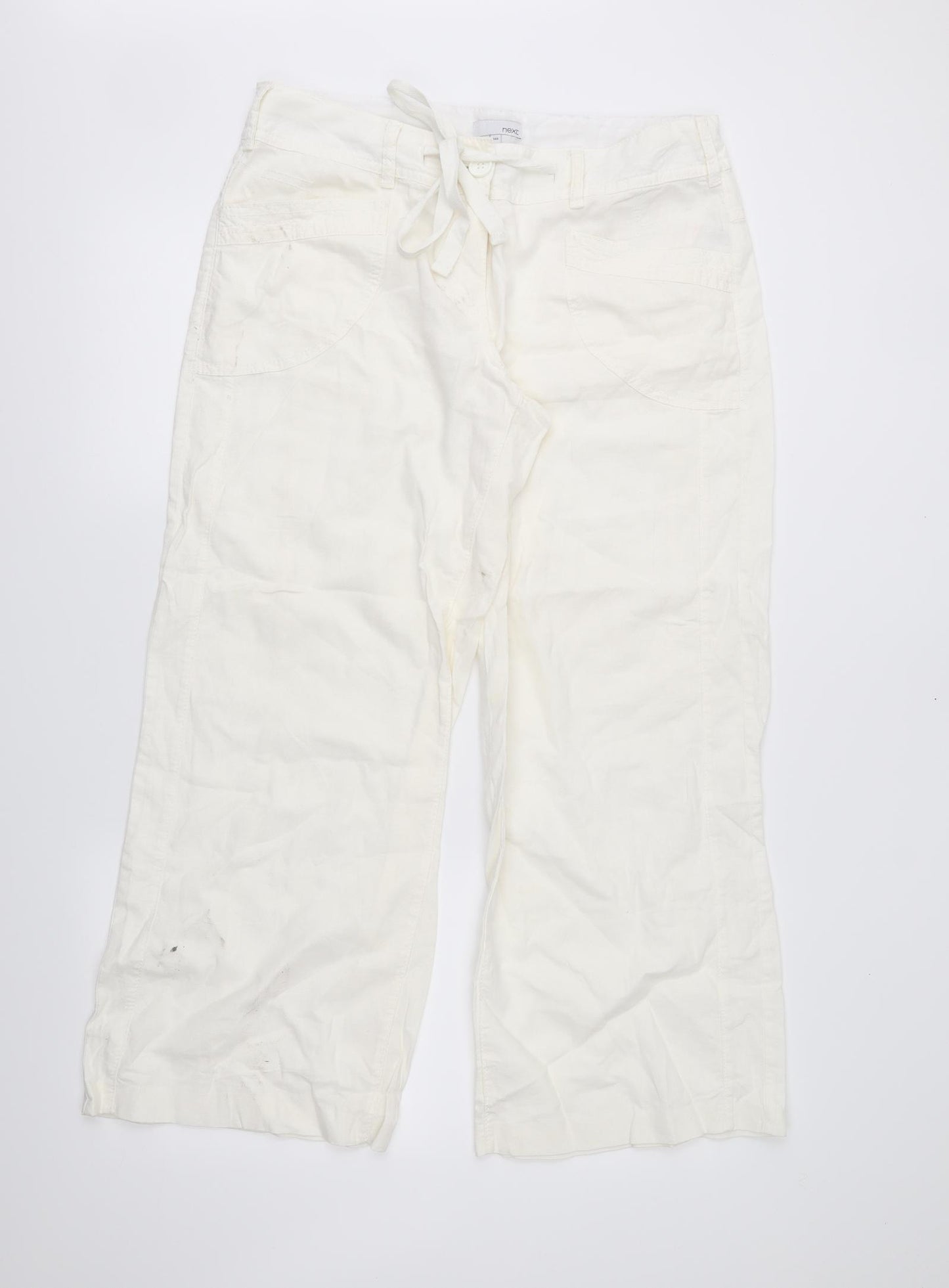 NEXT Womens Ivory   Cargo Trousers Size 14 L28 in