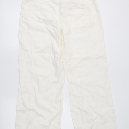 NEXT Womens Ivory   Cargo Trousers Size 14 L28 in
