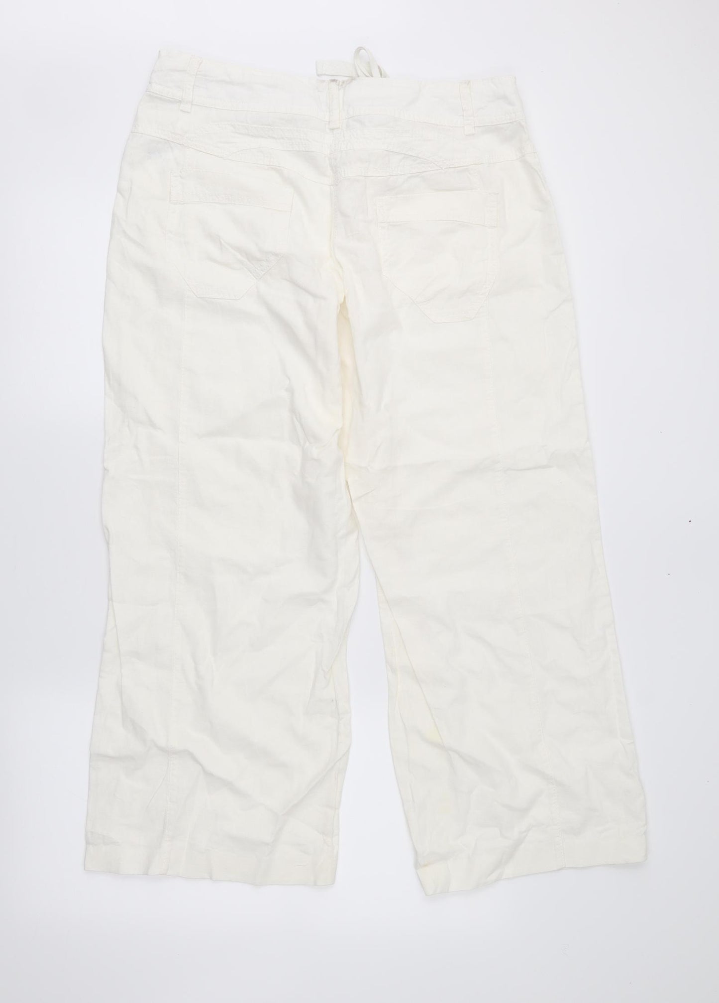 NEXT Womens Ivory   Cargo Trousers Size 14 L28 in