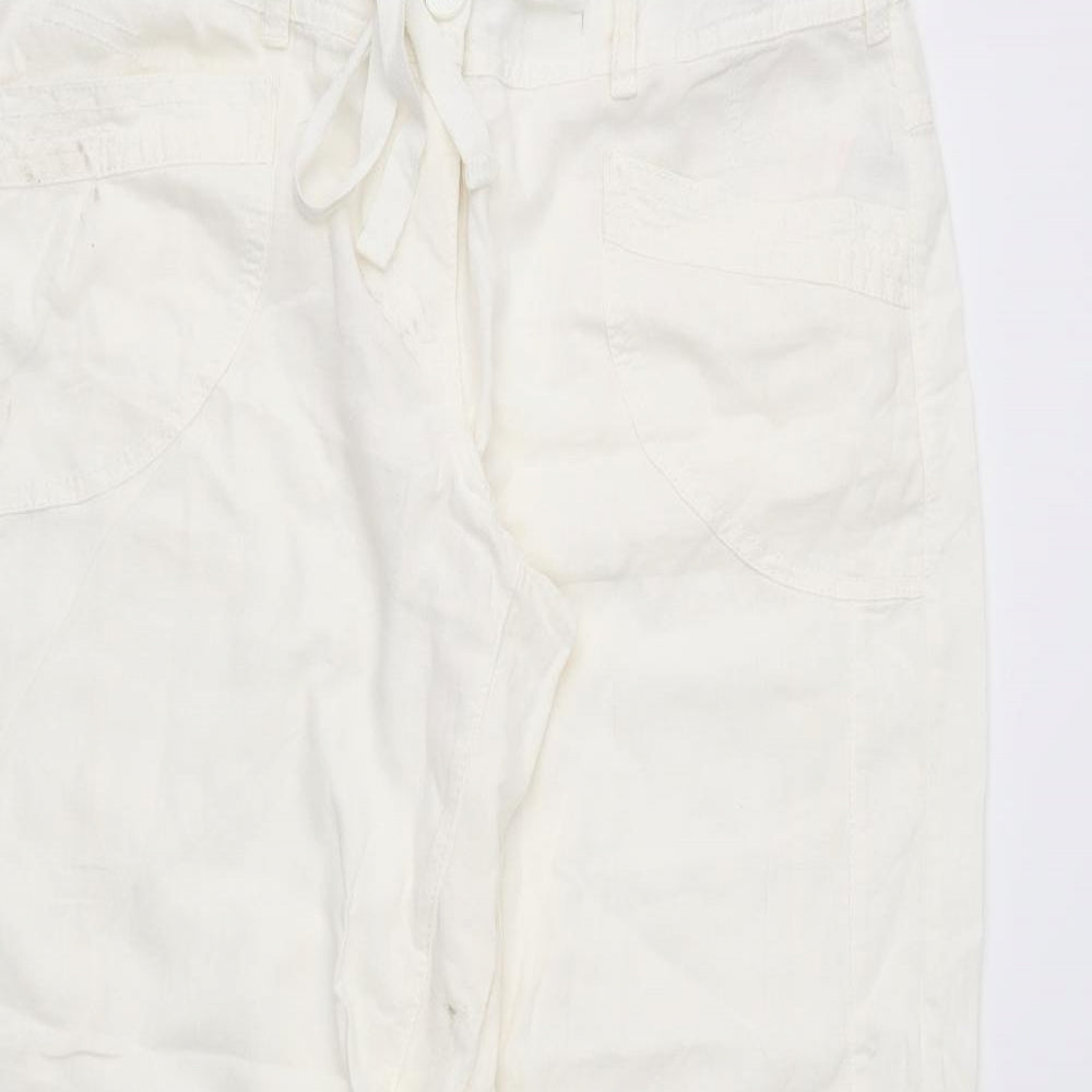 NEXT Womens Ivory   Cargo Trousers Size 14 L28 in