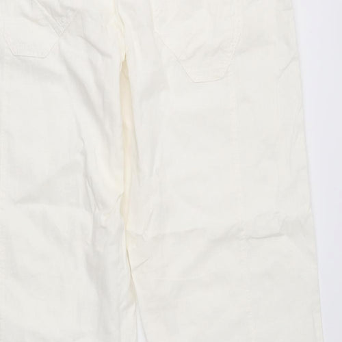 NEXT Womens Ivory   Cargo Trousers Size 14 L28 in