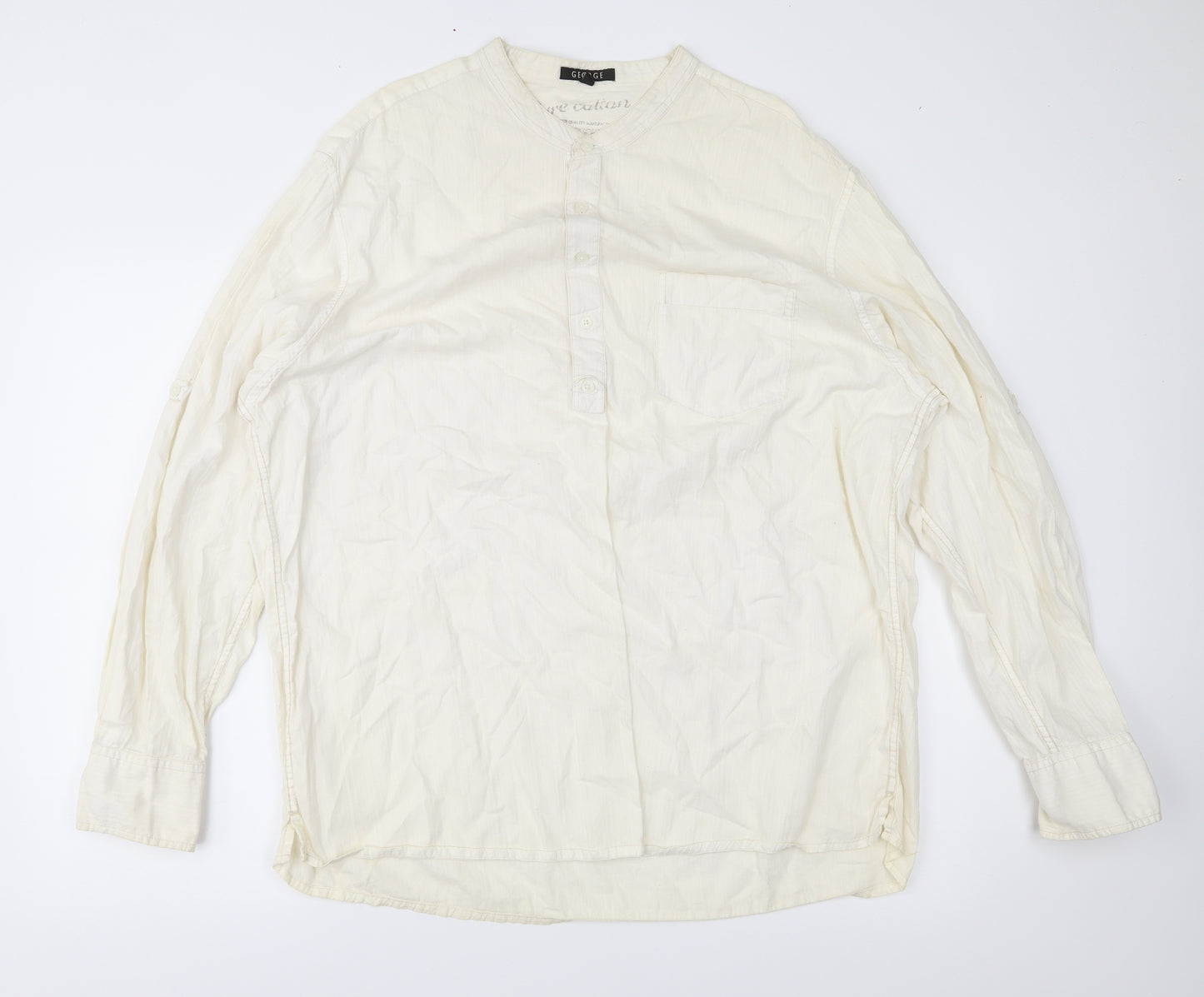 George Mens Ivory    Button-Up Size 2XL