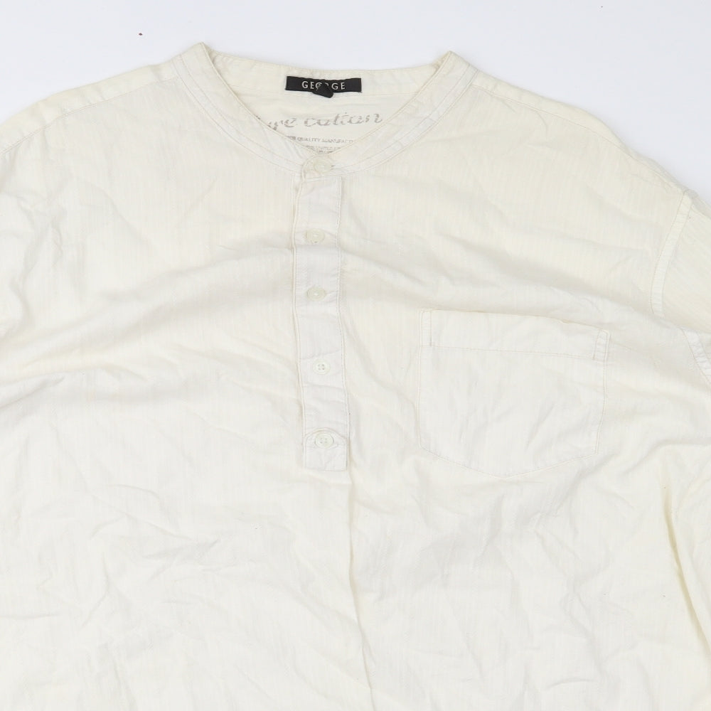 George Mens Ivory    Button-Up Size 2XL