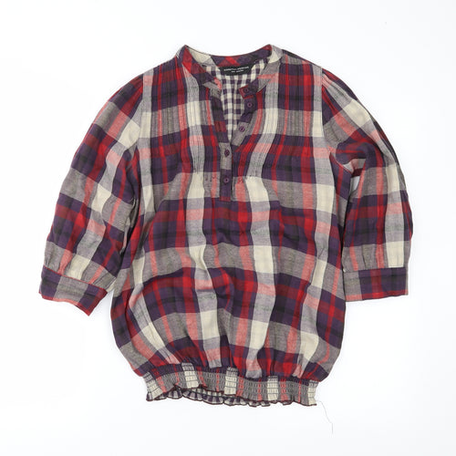 dorophy perkins Womens Purple Plaid  Basic Blouse Size 8
