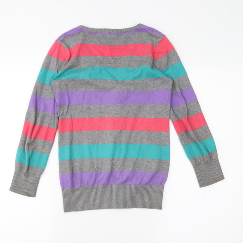 George Girls Grey Striped  Cardigan Jumper Size 8-9 Years