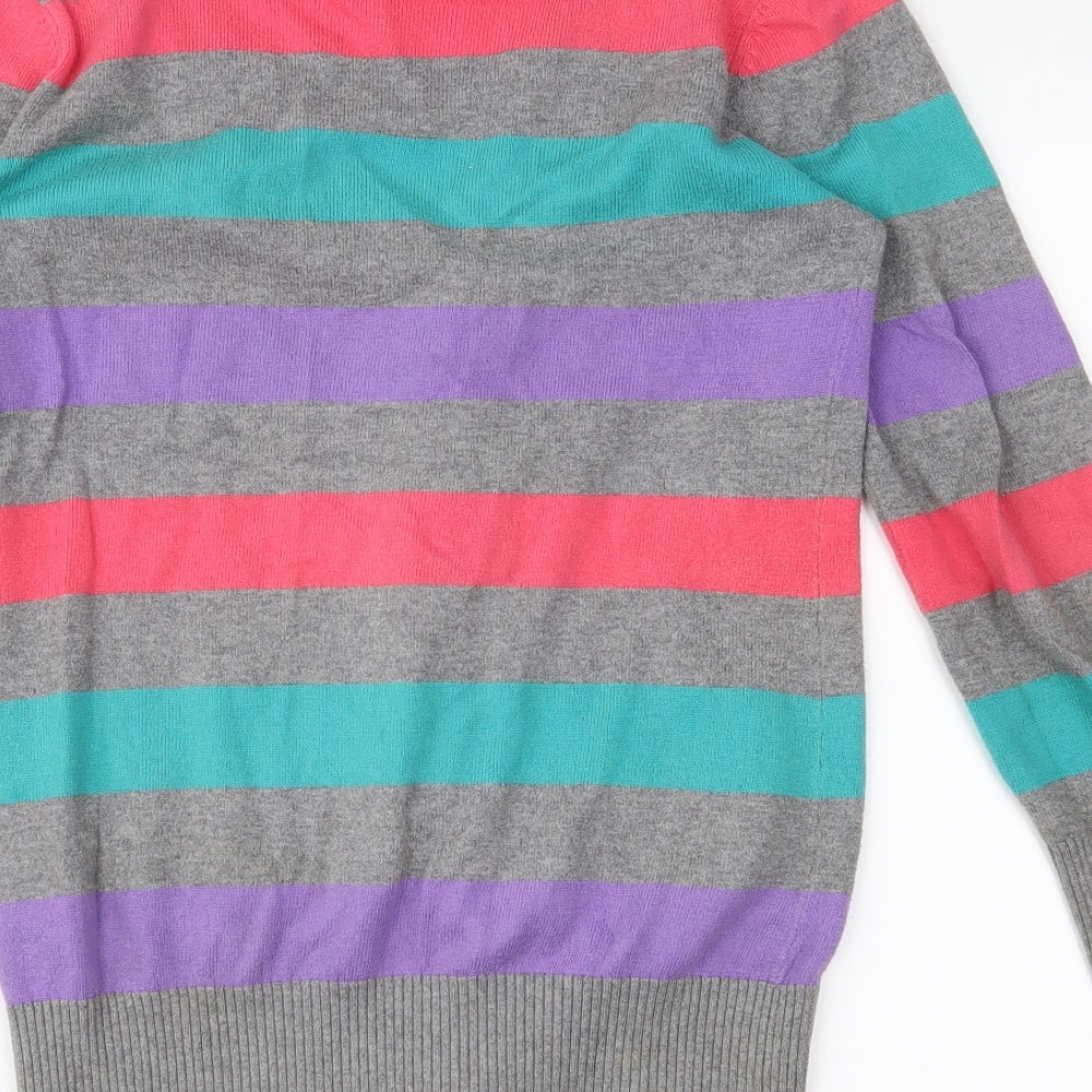 George Girls Grey Striped  Cardigan Jumper Size 8-9 Years