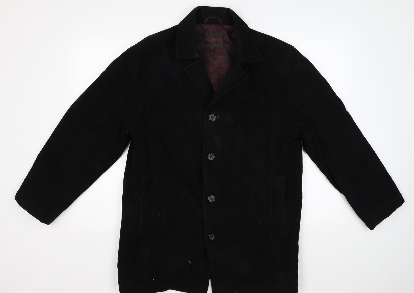 pierre remon Mens Black  Knit Overcoat Coat Size S