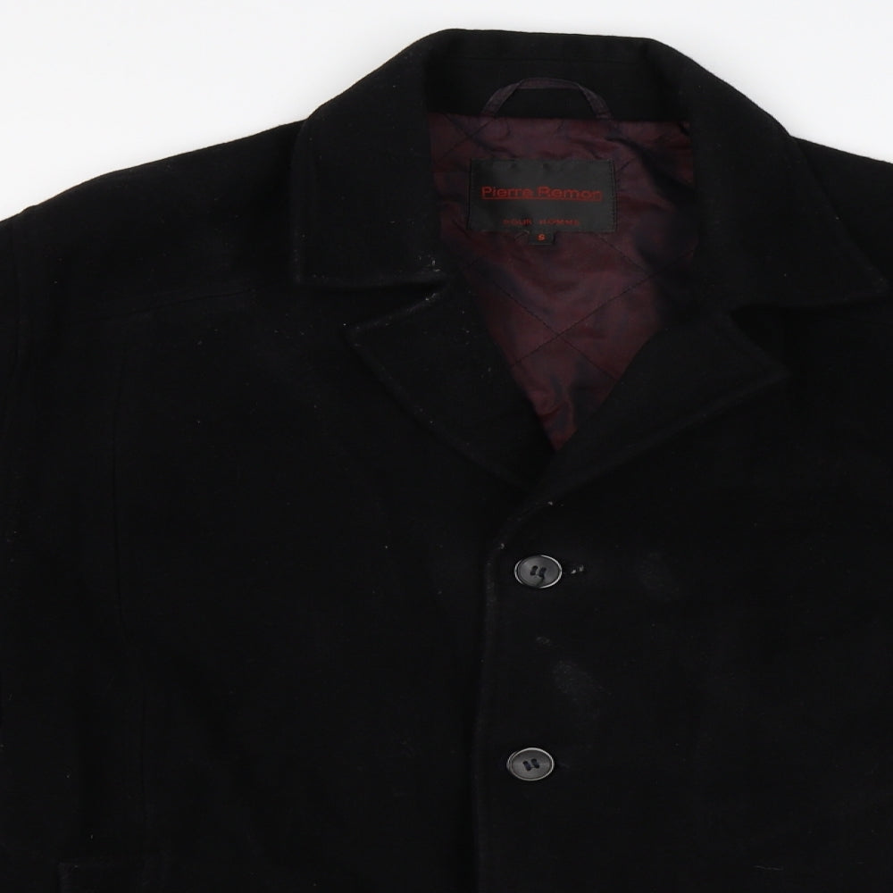 pierre remon Mens Black  Knit Overcoat Coat Size S