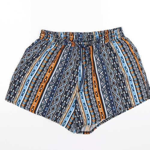 Select Womens Blue Geometric  Hot Pants Shorts Size 12