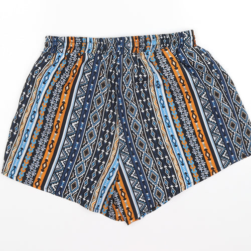 Select Womens Blue Geometric  Hot Pants Shorts Size 12