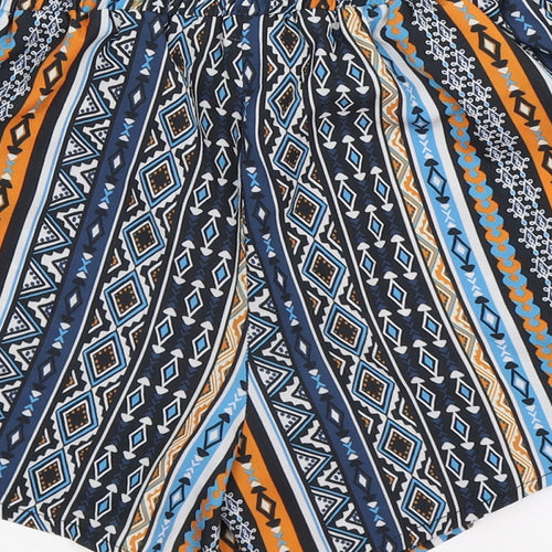 Select Womens Blue Geometric  Hot Pants Shorts Size 12