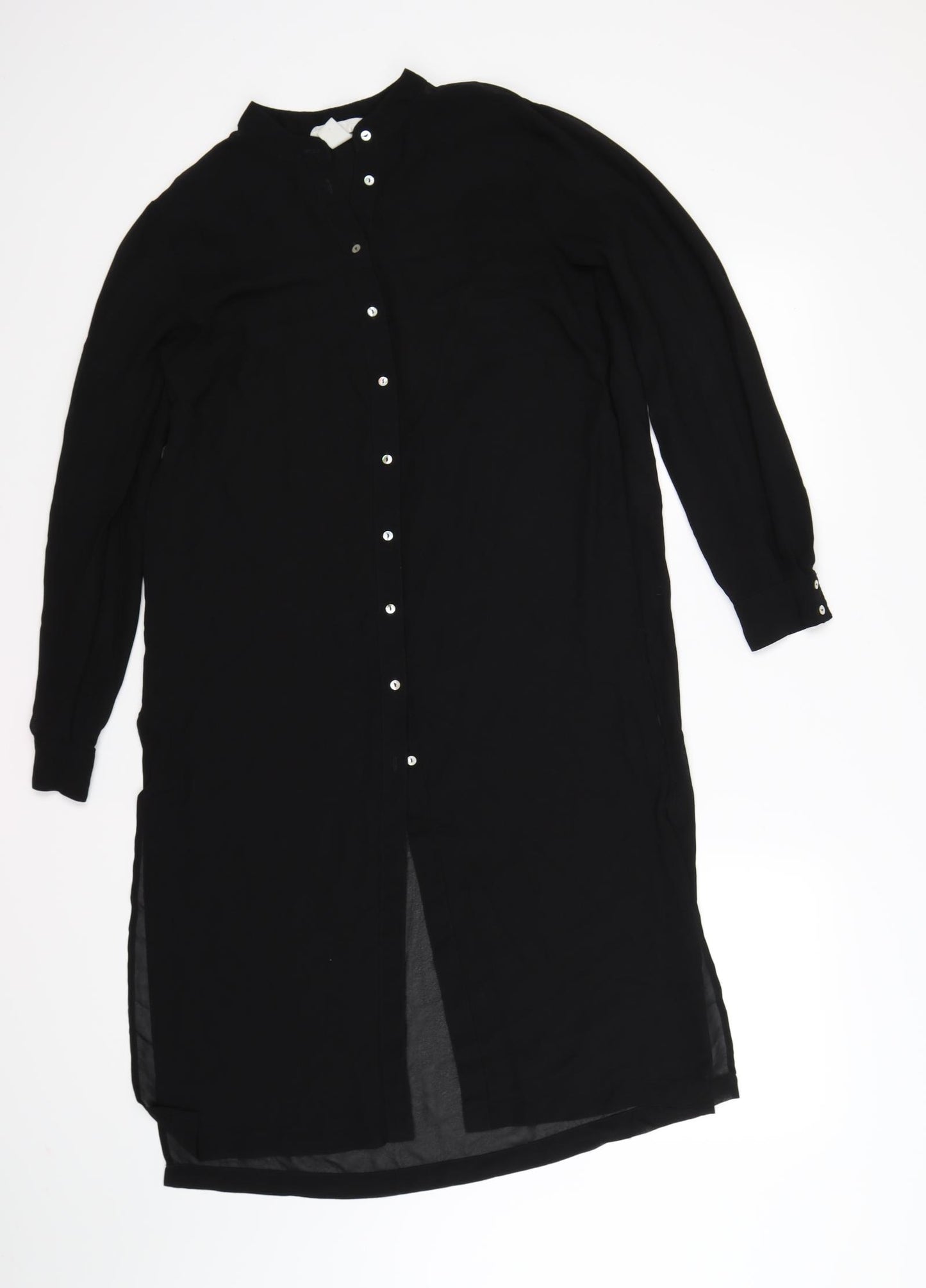 H&M Womens Black  Chiffon Shirt Dress  Size 10