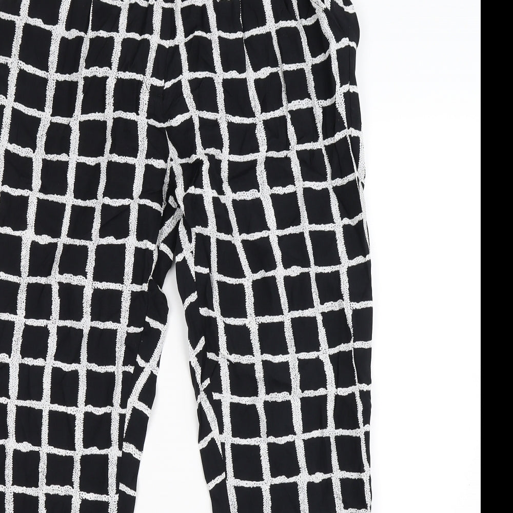 Dorothy Perkins Womens Black Check  Capri Trousers Size 12 L28 in