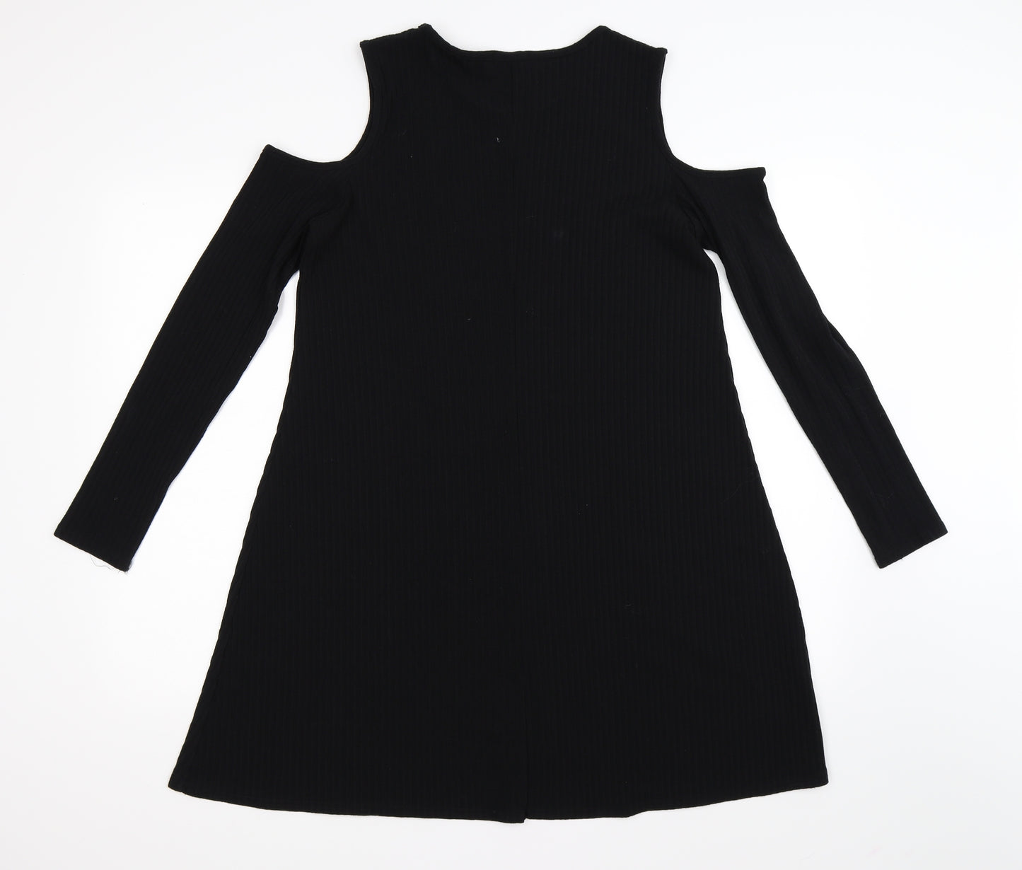 Boohoo Womens Black Striped Knit Pullover Jumper Size 14  - cold shoulder. dress