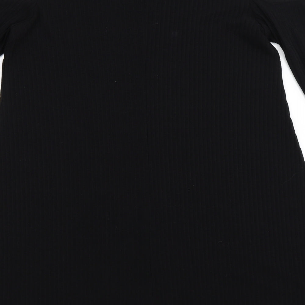 Boohoo Womens Black Striped Knit Pullover Jumper Size 14  - cold shoulder. dress