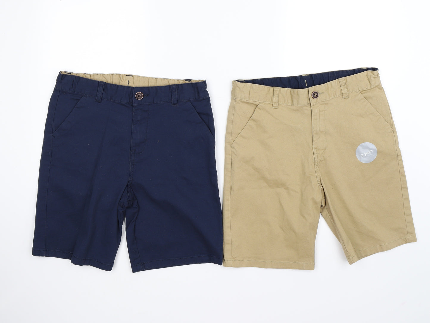 F&F Boys Blue  Denim Chino Shorts Size 11-12 Years - 2 pack