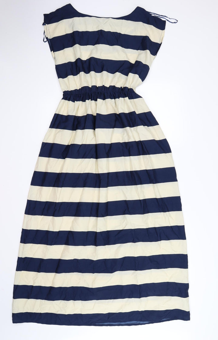 atmophere Womens Blue Striped Satin Fit & Flare  Size 8