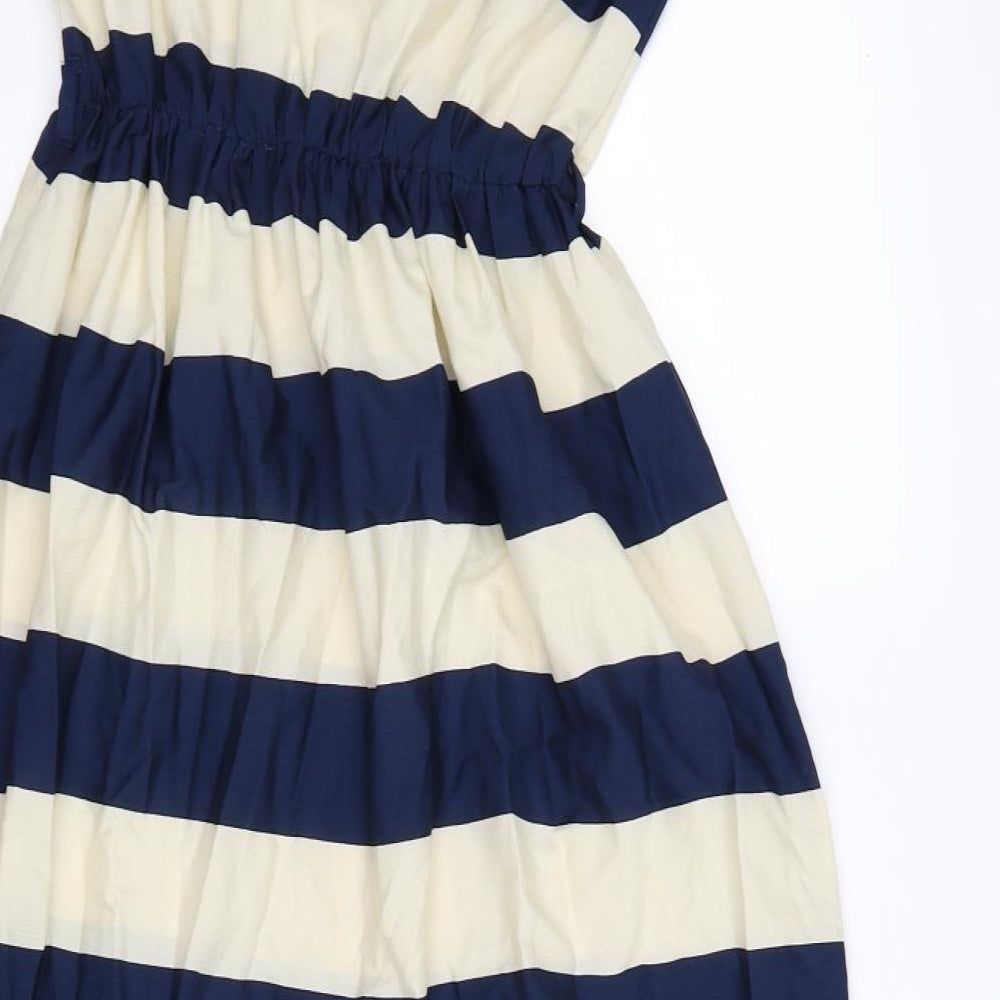 atmophere Womens Blue Striped Satin Fit & Flare  Size 8