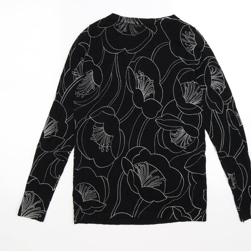 NEXT Womens Black Floral Knit Pullover Jumper Size 8
