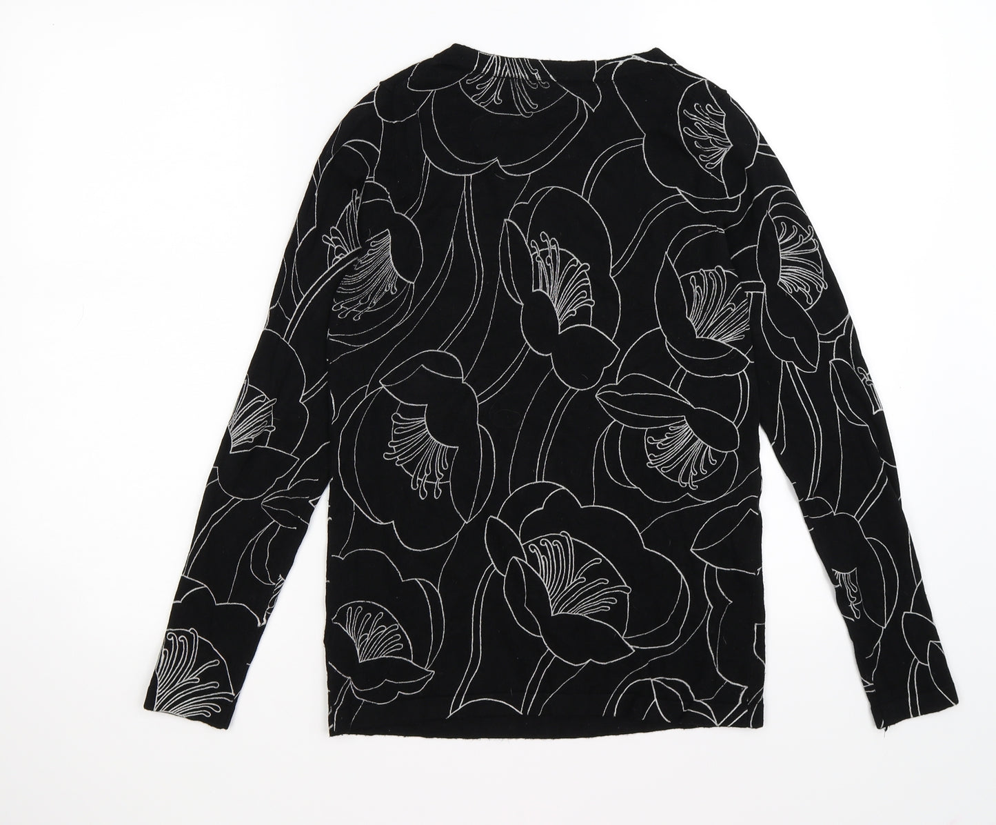 NEXT Womens Black Floral Knit Pullover Jumper Size 8