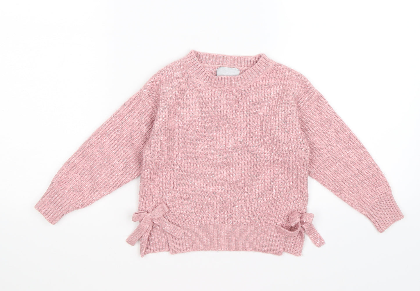 Matalan Girls Pink  Knit Pullover Jumper Size 5 Years