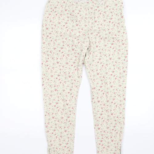 Topshop Womens Beige Floral Denim Cropped Jeans Size 12 L24 in