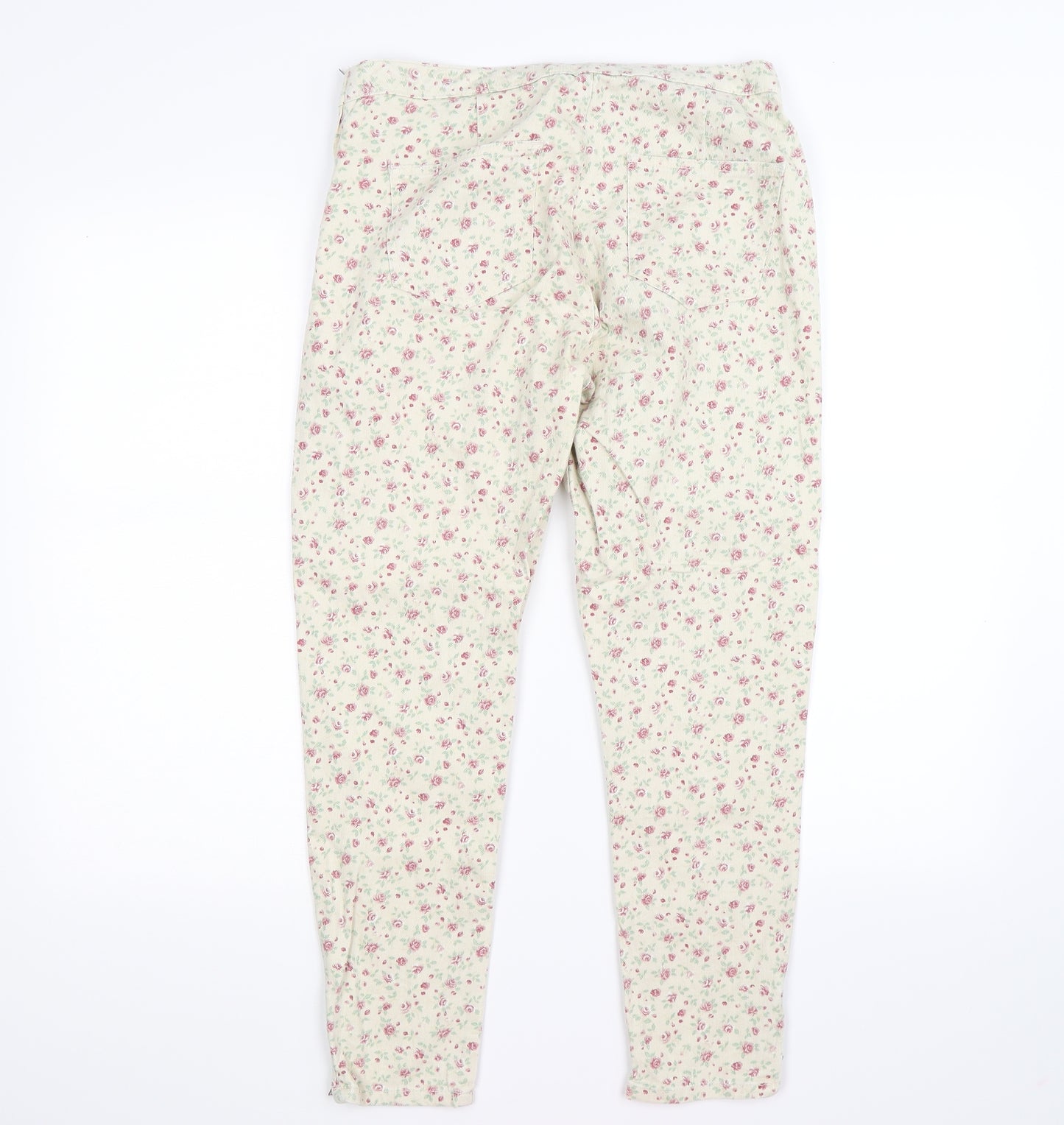 Topshop Womens Beige Floral Denim Cropped Jeans Size 12 L24 in