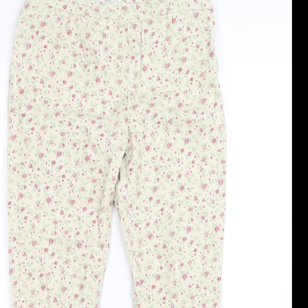 Topshop Womens Beige Floral Denim Cropped Jeans Size 12 L24 in