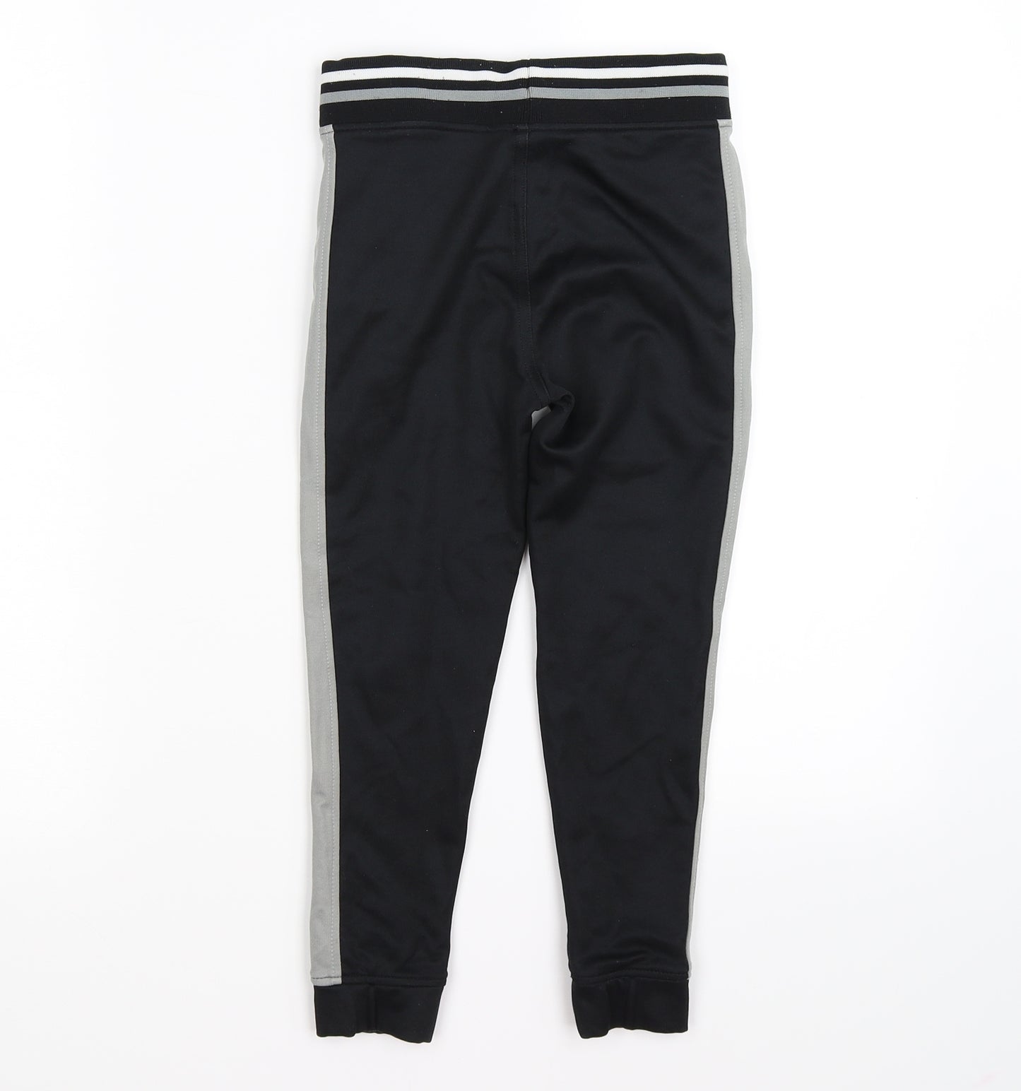 Marks and Spencer Boys Black Striped  Jogger Trousers Size 5-6 Years - grey side seam