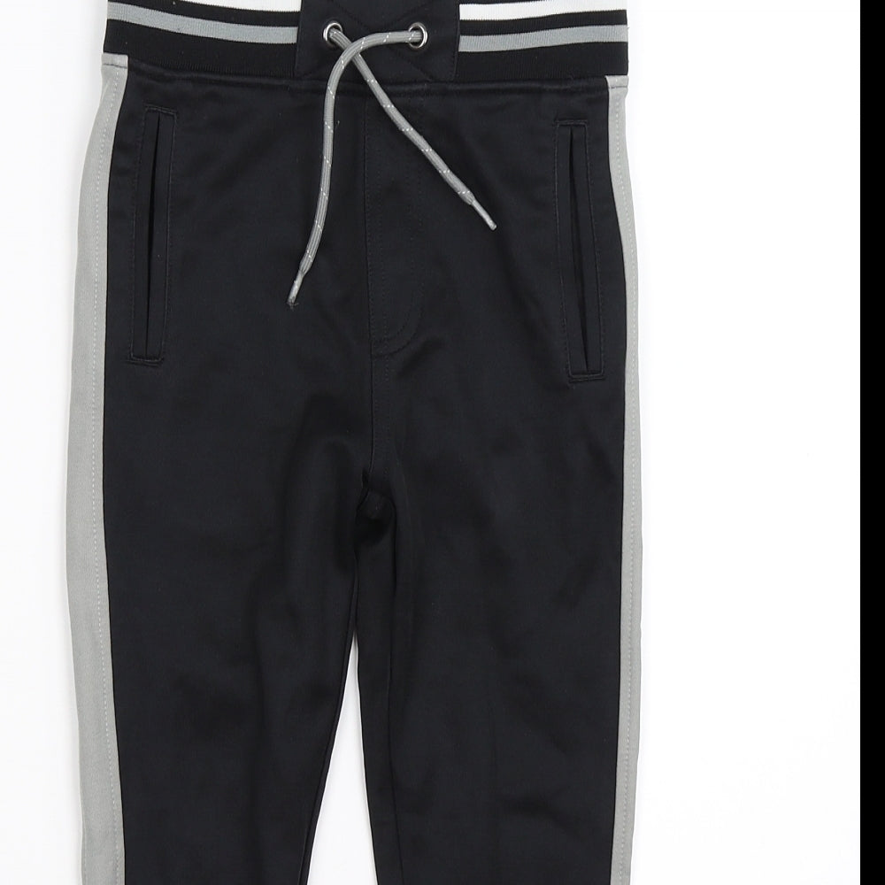 Marks and Spencer Boys Black Striped  Jogger Trousers Size 5-6 Years - grey side seam