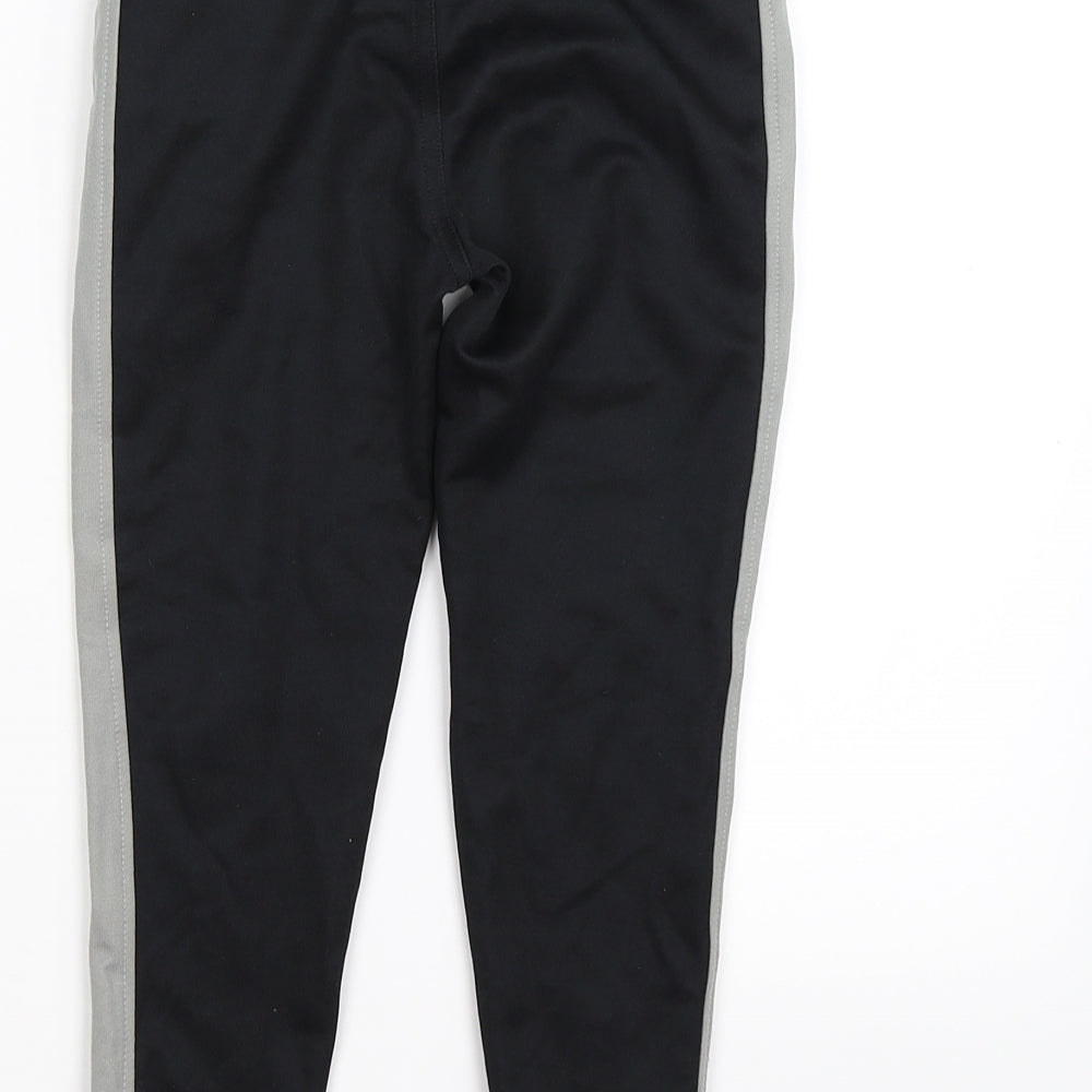 Marks and Spencer Boys Black Striped  Jogger Trousers Size 5-6 Years - grey side seam
