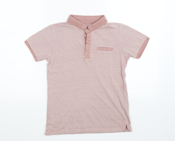Undeniable Dudes Boys Pink Geometric Basic Polo Size 11 Years