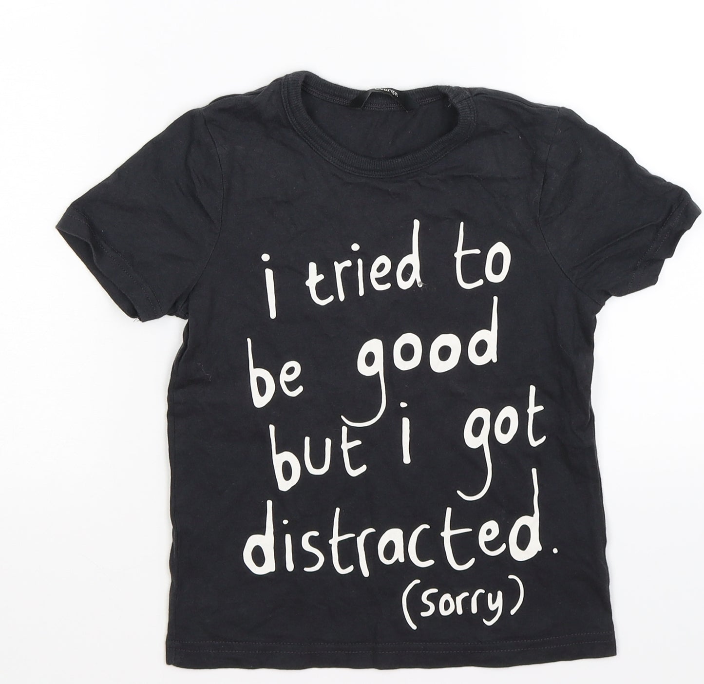 George Boys Black   Basic T-Shirt Size 4-5 Years  - tried to be good
