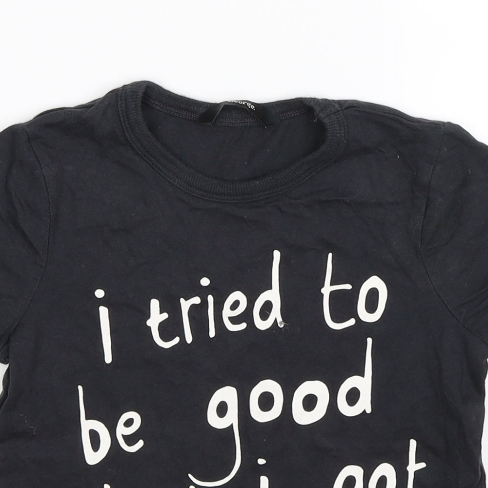 George Boys Black   Basic T-Shirt Size 4-5 Years  - tried to be good