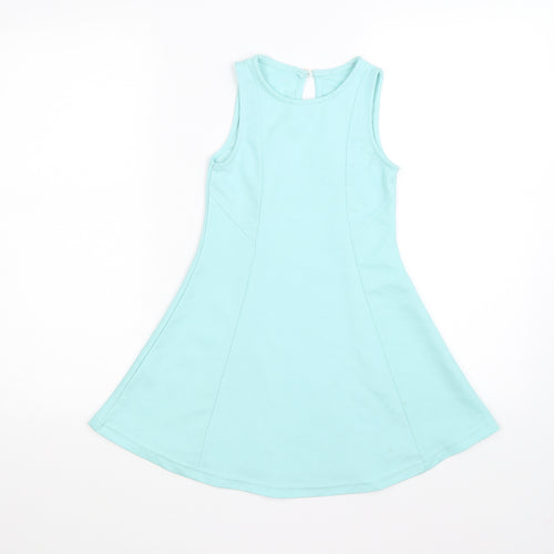 girl london Girls Green Striped  Fit & Flare  Size 7-8 Years