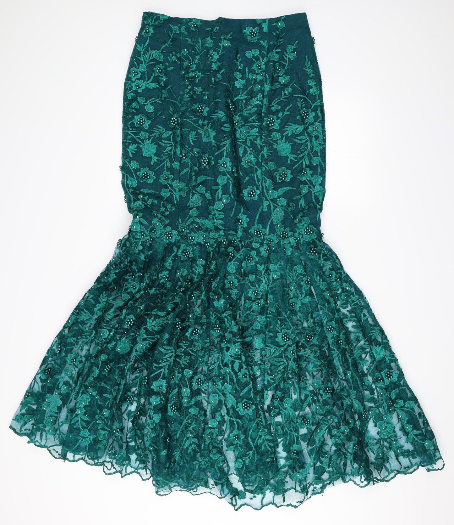 Preworn Womens Green   Flare Skirt Size 30 in  - Fully embroidered