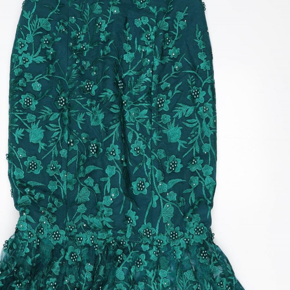 Preworn Womens Green   Flare Skirt Size 30 in  - Fully embroidered