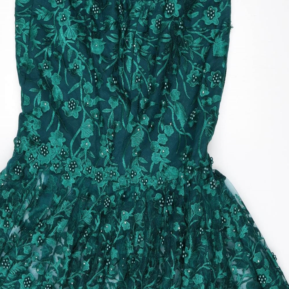 Preworn Womens Green   Flare Skirt Size 30 in  - Fully embroidered