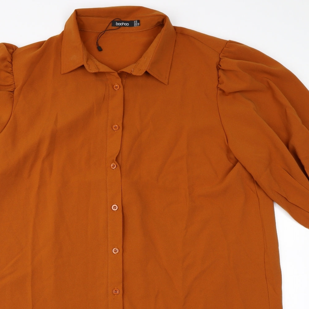Boohoo Womens Orange   Shirt Dress  Size 16