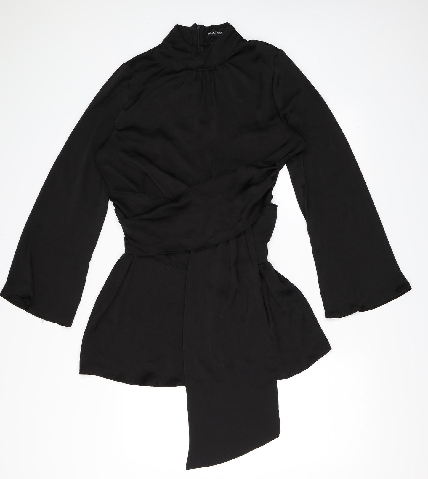 PRETTYLITTLETHING Womens Black   Wrap Dress  Size 14