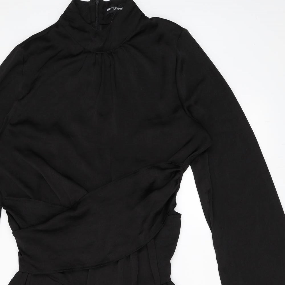 PRETTYLITTLETHING Womens Black   Wrap Dress  Size 14