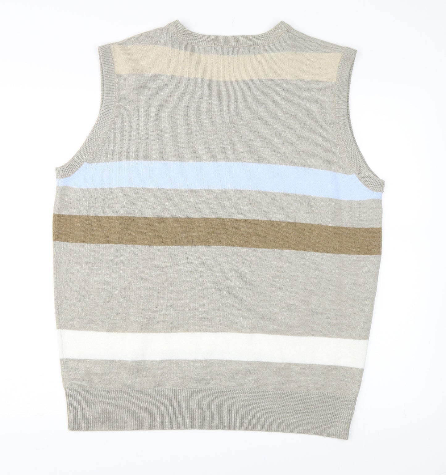 George Mens Brown Striped  Vest Jumper Size L