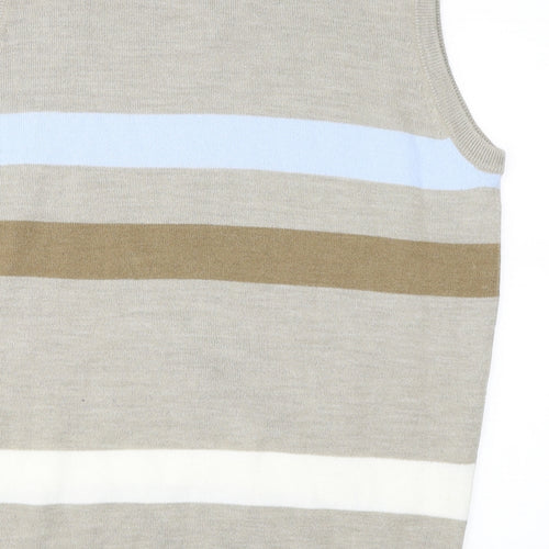 George Mens Brown Striped  Vest Jumper Size L