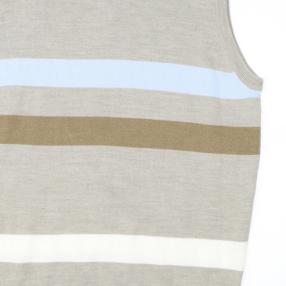 George Mens Brown Striped  Vest Jumper Size L
