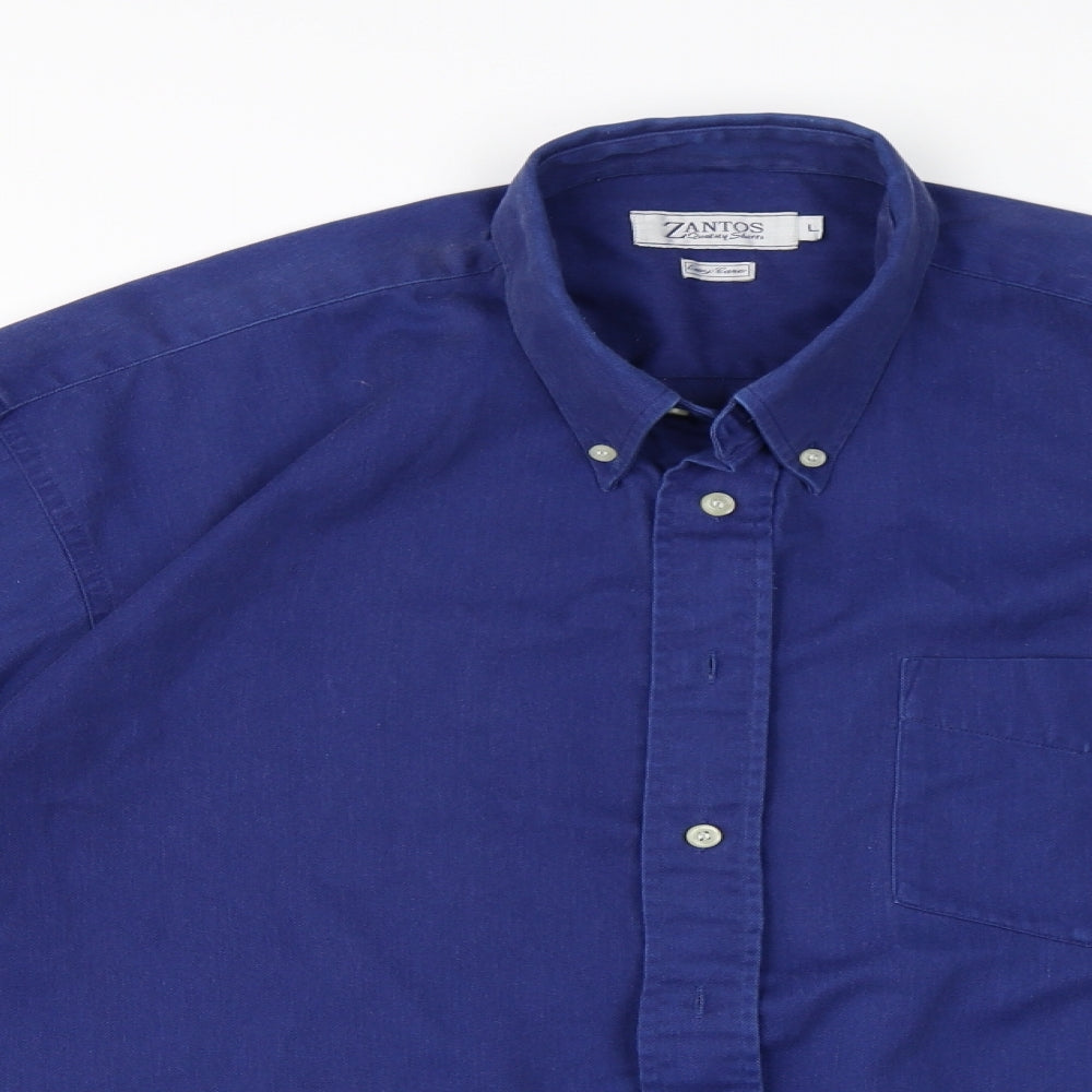 Zantos Mens Blue    Button-Up Size L
